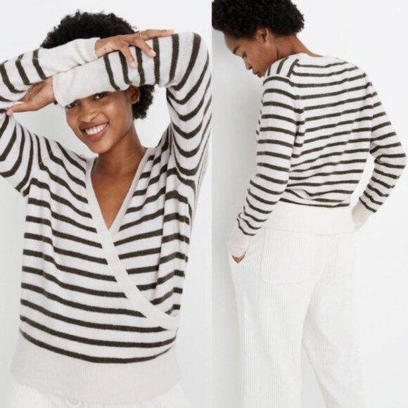 MADEWELL Elthorne Stripe Wrap Front Sweater - Picture 3 of 8